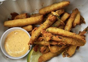 Pickle Fries served with house ranch  at Burrito Burrito at Wizard Burger in Albany