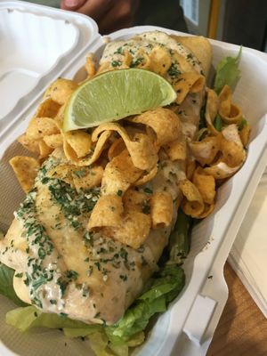 Deep fried burrito with cipher steak filling  at Burrito Burrito at Wizard Burger in Albany