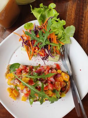 Avocado Toast with Mango Salsa at Two Sister  in Koh Samui