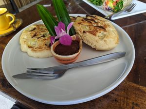 Banana pancakes with chocolate at Two Sister  in Koh Samui