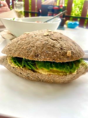 hummus-avacodo-dill sandwich (recommended) 🍀  at Two Sister  in Koh Samui