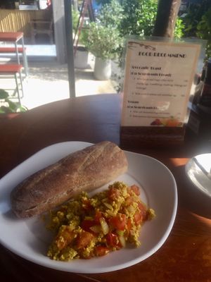 Tofu Scramble with Tomato and Onions  at Two Sister  in Koh Samui