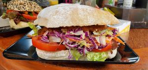 Bbq pulled jack fruit on ciabatta at Two Sister  in Koh Samui