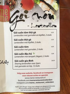 Menu 2 at MeMe Vietnamese Food in Rotterdam