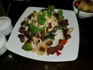 spicy beef with rice at Bo De Tinh Tam Chay - Beach Blvd in Westminster