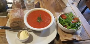 Soup of the day, with side salad. at Birchwood in Dundee