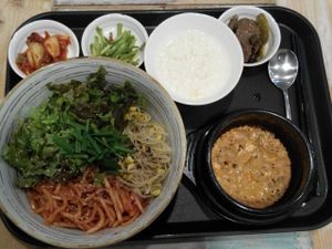 Bean paste tofu stew Bibimbap at Loving Hut - Yonsei University in Seoul
