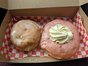 Eggnog and strawberries and cream donuts at Plant Joy in Windsor