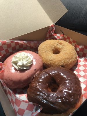 Strawberries and cream, cinnamon sugar, and chocolate dip.  at Plant Joy in Windsor