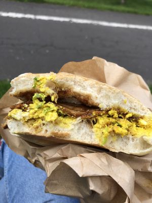 Vegan breakfast roll  at Black Rabbit in Edinburgh