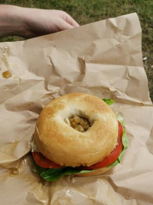 Garlic chutney bagel at Black Rabbit in Edinburgh