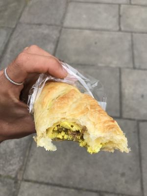 Nae egg (tofu) and sausage roll! Yummy!!!!  at Black Rabbit in Edinburgh