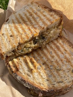 Haggis and cheese toastie  at Black Rabbit in Edinburgh