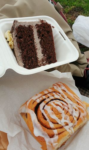 Oreo cake, cinnamon roll at Black Rabbit in Edinburgh
