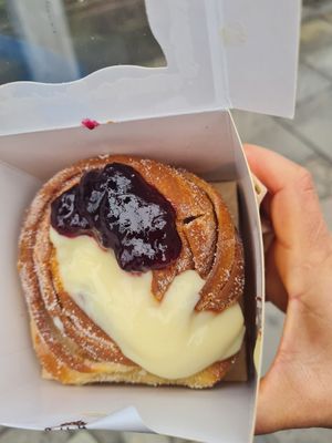 Custard and black currant cronut at Black Rabbit in Edinburgh