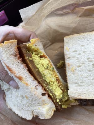 Sausage and nae egg sandwich   at Black Rabbit in Edinburgh