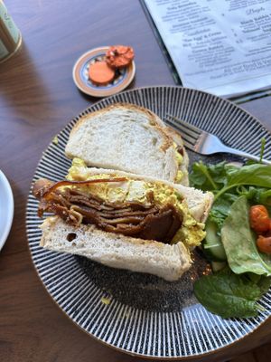 The most magnificent breakfast sandwichh  at Black Rabbit in Edinburgh