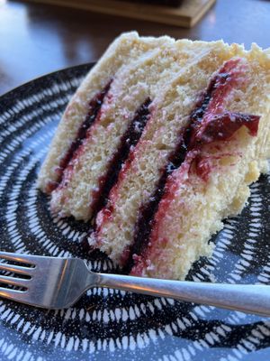 Mascarpone cake with black currants  at Black Rabbit in Edinburgh