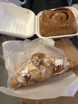 Almond croissant and Biscoff roll at Black Rabbit in Edinburgh