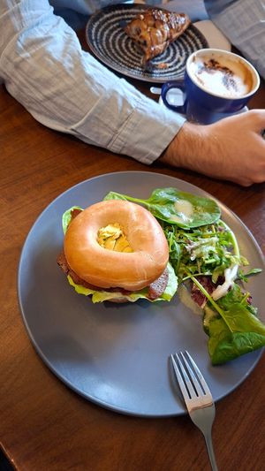 Black rabbit bagel at Black Rabbit in Edinburgh