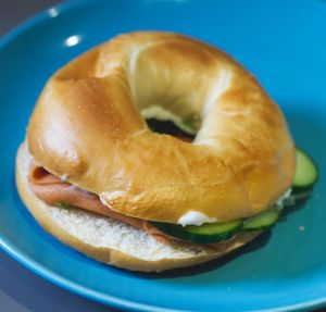 "Salmon" and cream cheese bagel at Black Rabbit in Edinburgh