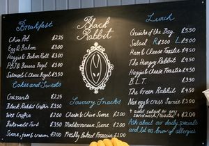 Menu on opening day at Black Rabbit in Edinburgh