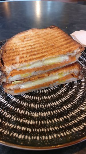 Ham and smoked gouda toastie. Cheese melted perfectly. Delicious. at Black Rabbit in Edinburgh