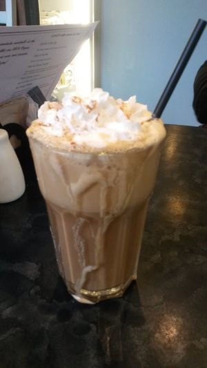 Ginger bread spiced decaf soya latte  at Black Rabbit in Edinburgh