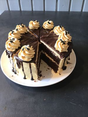 Chocolate salted caramel cake at Black Rabbit in Edinburgh