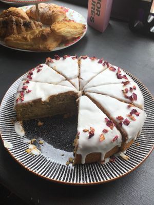 Ruby grapefruit drizzle  at Black Rabbit in Edinburgh