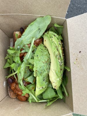 Home made beans, avo, toast at Black Rabbit in Edinburgh