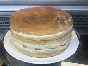 Peach cake at Black Rabbit in Edinburgh