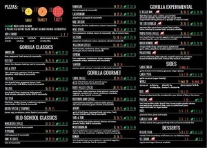 Gorilla Pizza menu at Gorilla Pizza in South Brighton