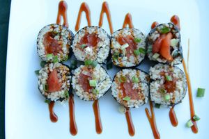 Vegan tuna roll at Jades Vegan Sushi in Loma Linda