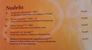 Nudelgerichte at Sarah's Mediterranean Secret in Heringsdorf