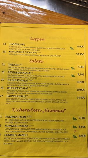 2023 menu with updated prices  at Sarah's Mediterranean Secret in Heringsdorf
