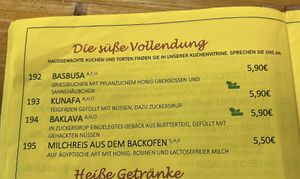 2023 menu with updated prices  at Sarah's Mediterranean Secret in Heringsdorf