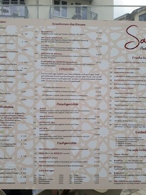 Menue at Sarah's Mediterranean Secret in Heringsdorf