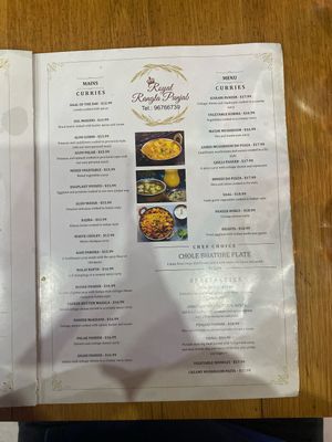 Menu continued   at Royal Sweets Cafe in Blacktown