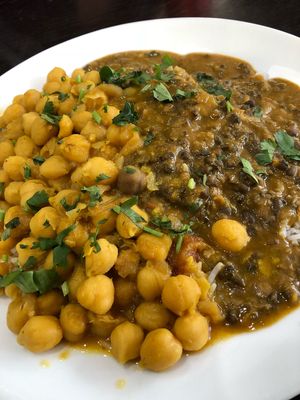 Lentil Daal and Chickpea curry over rice  at Royal Sweets Cafe in Blacktown