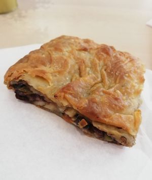 Mushroom and vegetables pastry at Greek Artisan Pastries in Edinburgh