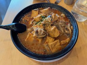 Tom yum noodle soup with tofu at Aloy Modern Thai in Denver