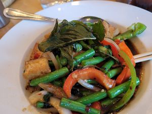 Thai basil with tofu at Aloy Modern Thai in Denver