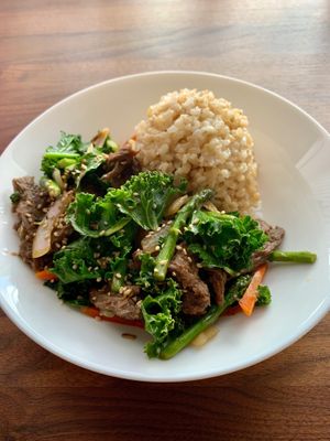 “Beef” and veggie stir-fry. at Healthy Hearts in Melbourne