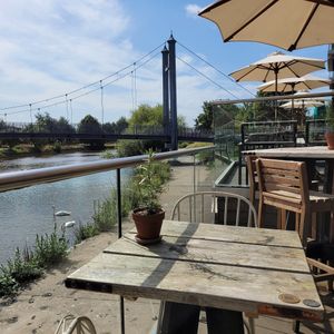 Nice seating outside overlooking the river at On The Waterfront in Exeter