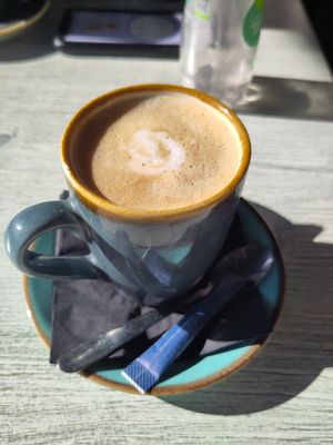 Oat latte at On The Waterfront in Exeter