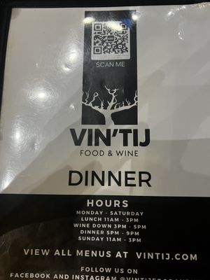 Menu  at Vin'tij in Miramar Beach