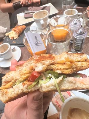 frittata halfway eaten 😃 very nice and crunchy at Tazze Pazze in Genoa