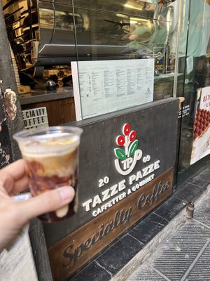 I had a vegan iced coffee & vegan banana bread as take away breakfast on the go. Also had tables to sit & enjoy. Pricy but recommend as a treat!  at Tazze Pazze in Genoa