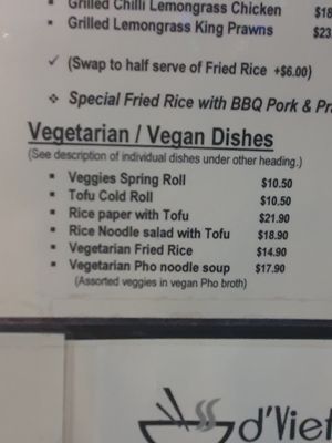 Menu at d'Viet House Korean BBQ Grill in Airlie Beach
